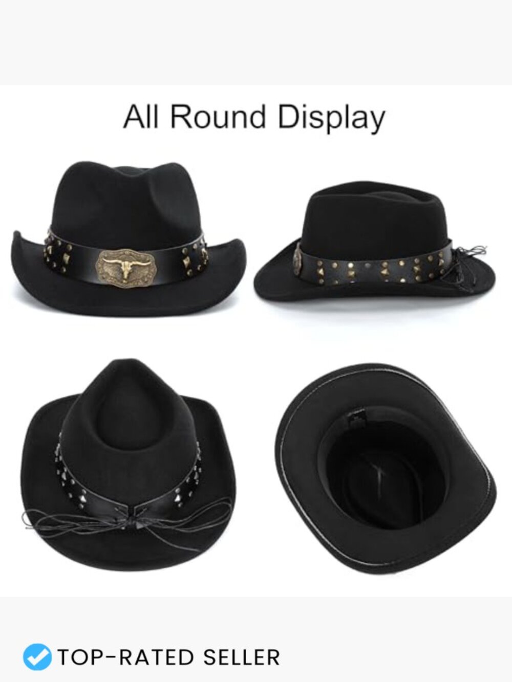 Kids Western Cowboy Hat Felt Fedora Adjustable Strap - Picture 4 of 5